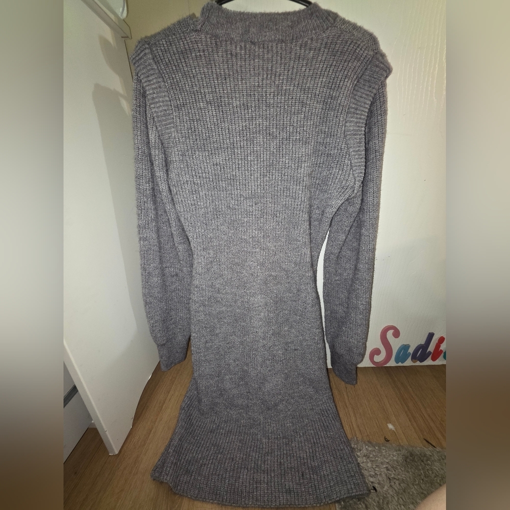 Gray Knit Sweater Dress